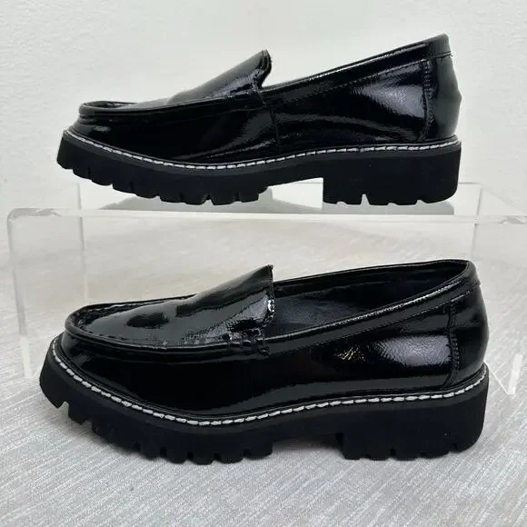 Donald Pliner Hope Patent Loafers Black Lug Sole Slip On Shoes Women 6M - Picture 11 of 12